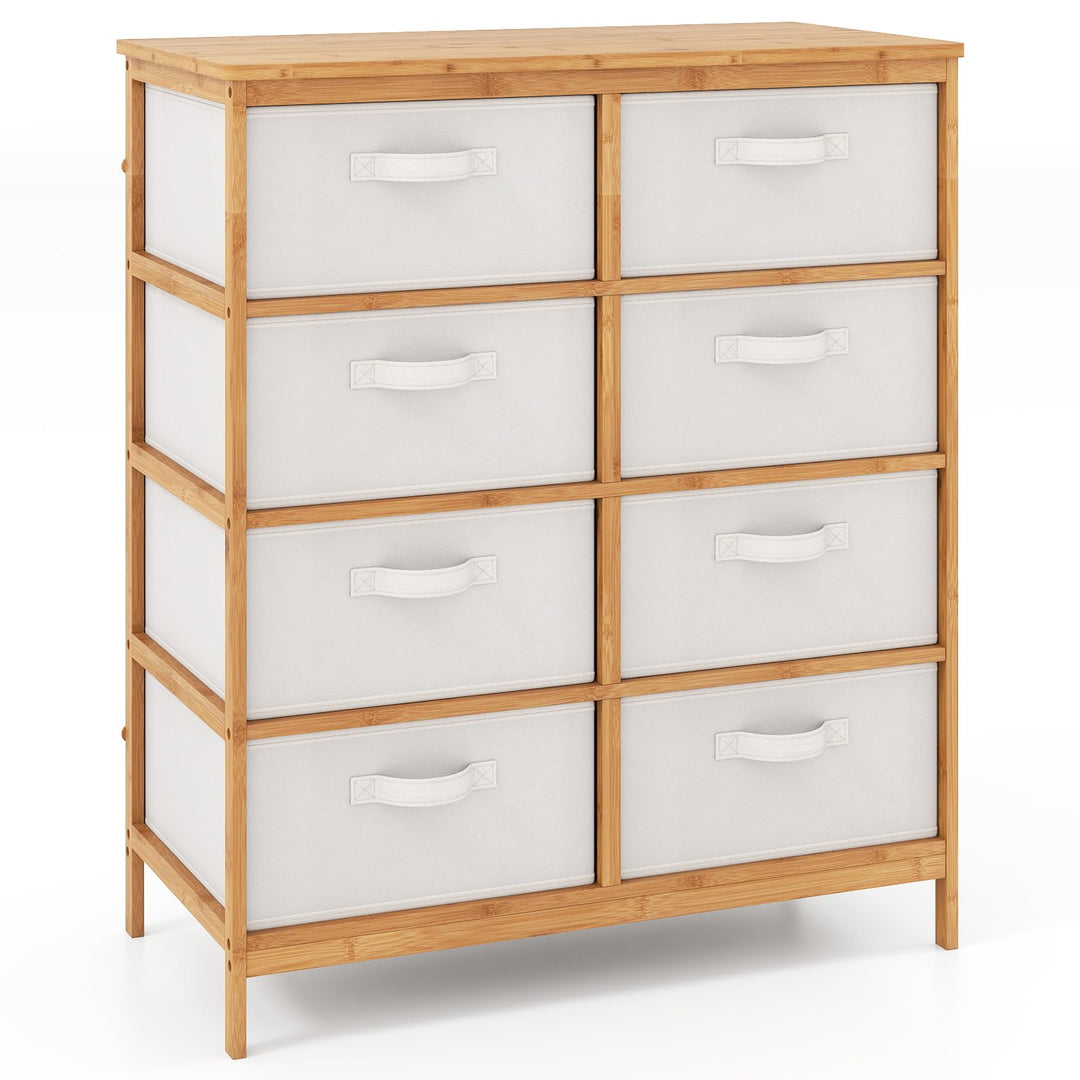 Giantex 8-Drawers Dresser Bamboo Fabric Storage Tower with Removable Fabric Bins