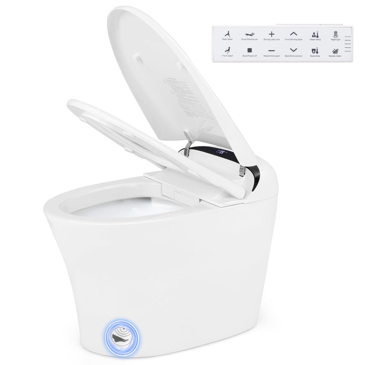 Giantex Smart Toilet, Bidet Toilet Seat Elongated with 1.28 GPF Dual Auto Flush
