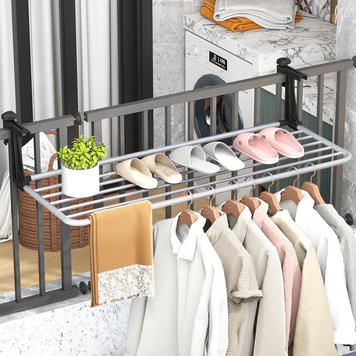 Giantex Aluminum Hanging Laundry Rack with Adjustable and Foldable Brackets (37" L)