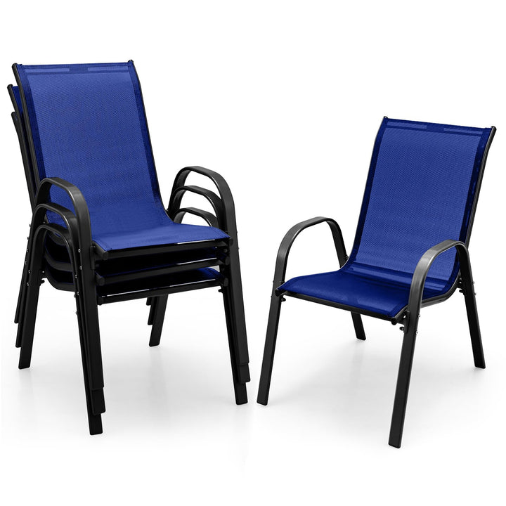 Giantex Stackable Outdoor Dining Chairs with Breathable &amp; Quick-Dry Fabric &amp; Armrests for All Weather