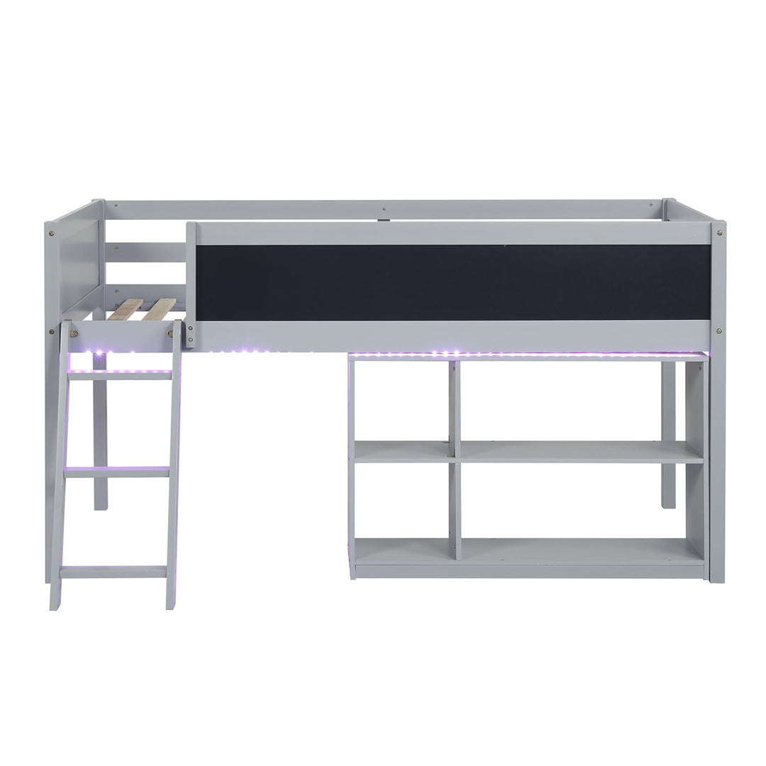 Giantex Low Loft Bed with LED Lights for Girls Boys