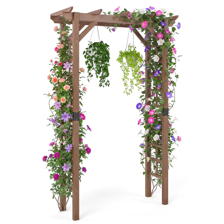 Giantex 7FT Wood Garden Arbor Trellis for Ceremony Party