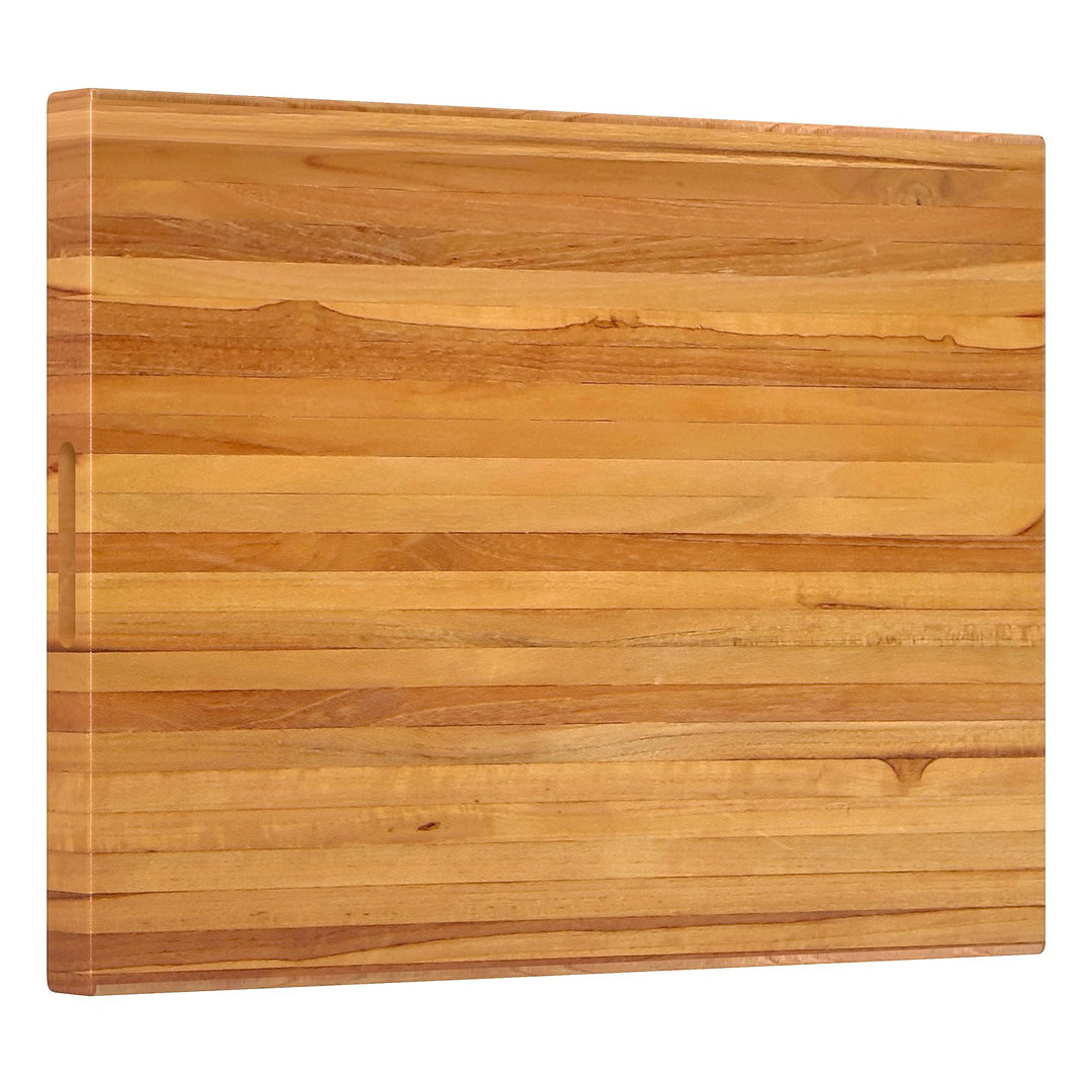Giantex Teak Wood Cutting Board, Extra Large 24" Reversible Cutting Board with Side Handle