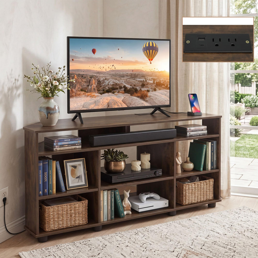 GIANTEX 4-Tier Corner TV Stand for 55 inch TV with Power Outlets