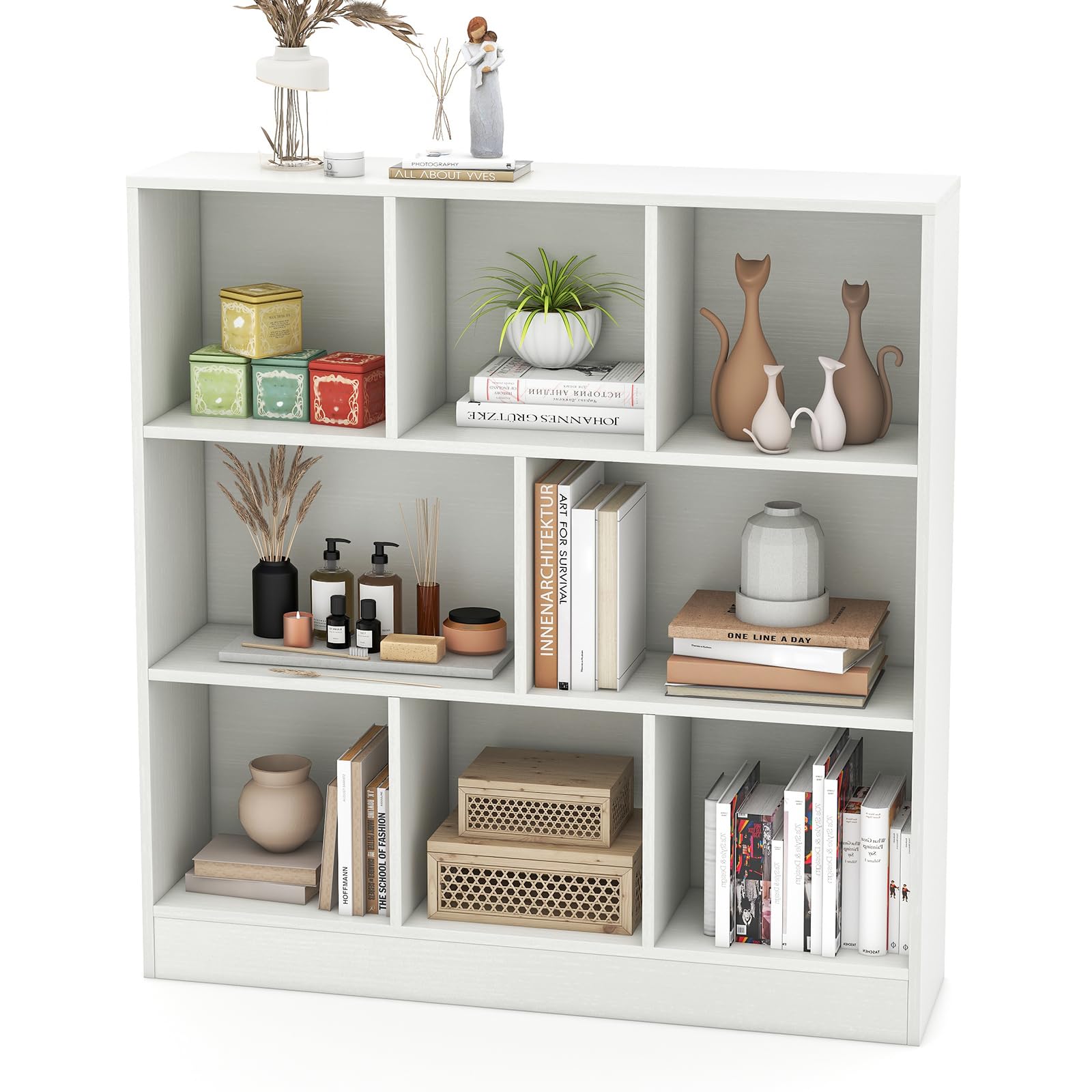 Giantex 8 Cube Bookcase, 4-Tier Freestanding Bookshelf w/ 8 Open Compartments, 2 Anti-Tipping Kits