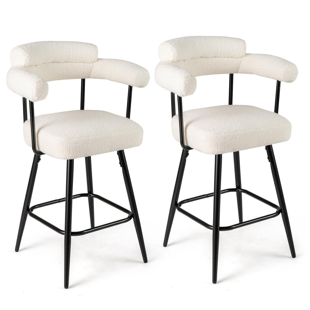Giantex Swivel Bar Stool Set of 2/4 Counter Height Chairs with Curved Back and Arms
