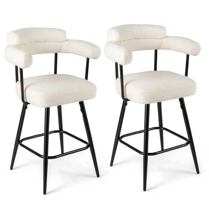 Giantex Swivel Bar Stool Set of 2/4 Counter Height Chairs with Curved Back and Arms
