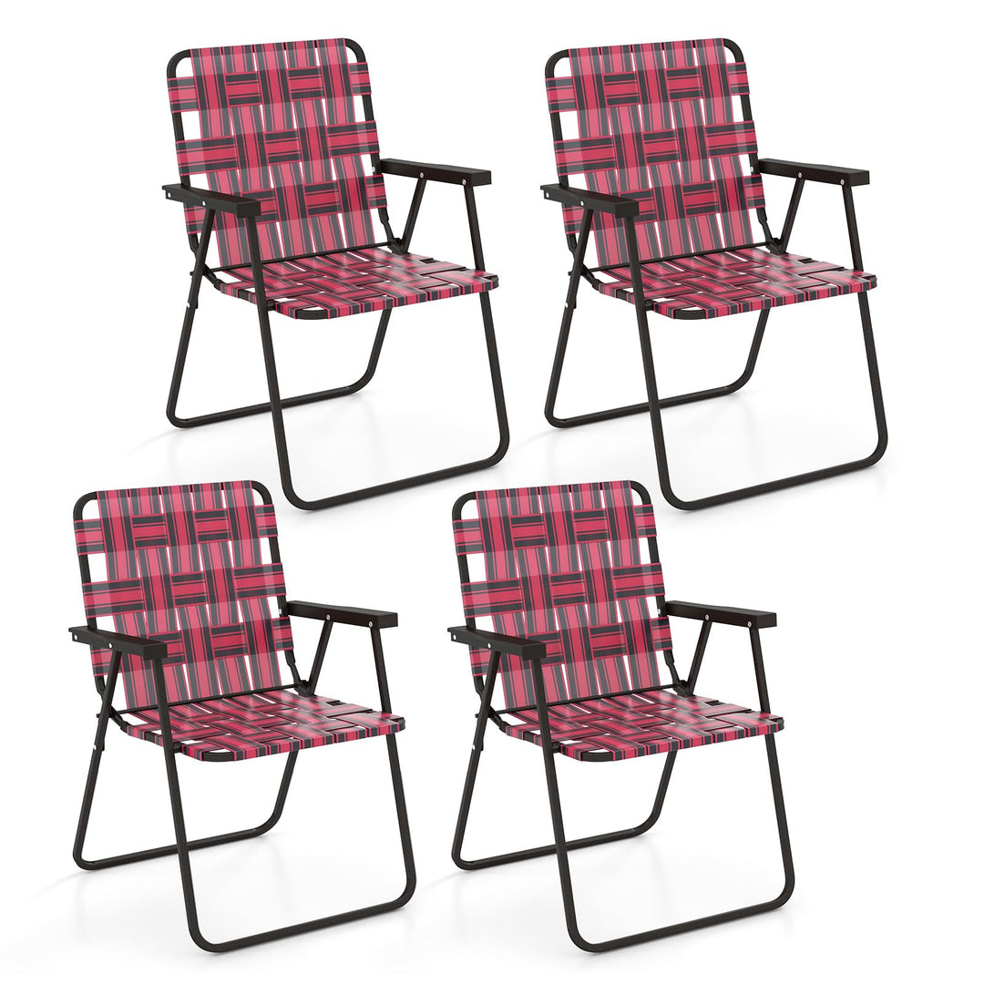 Giantex Folding Lawn Chairs Set of 6 Outdoor Portable Beach Chair W/Stable Steel Frame
