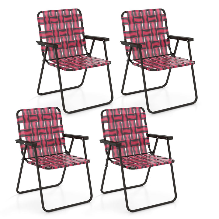 Giantex Folding Lawn Chairs Set of 6 Outdoor Portable Beach Chair W/Stable Steel Frame