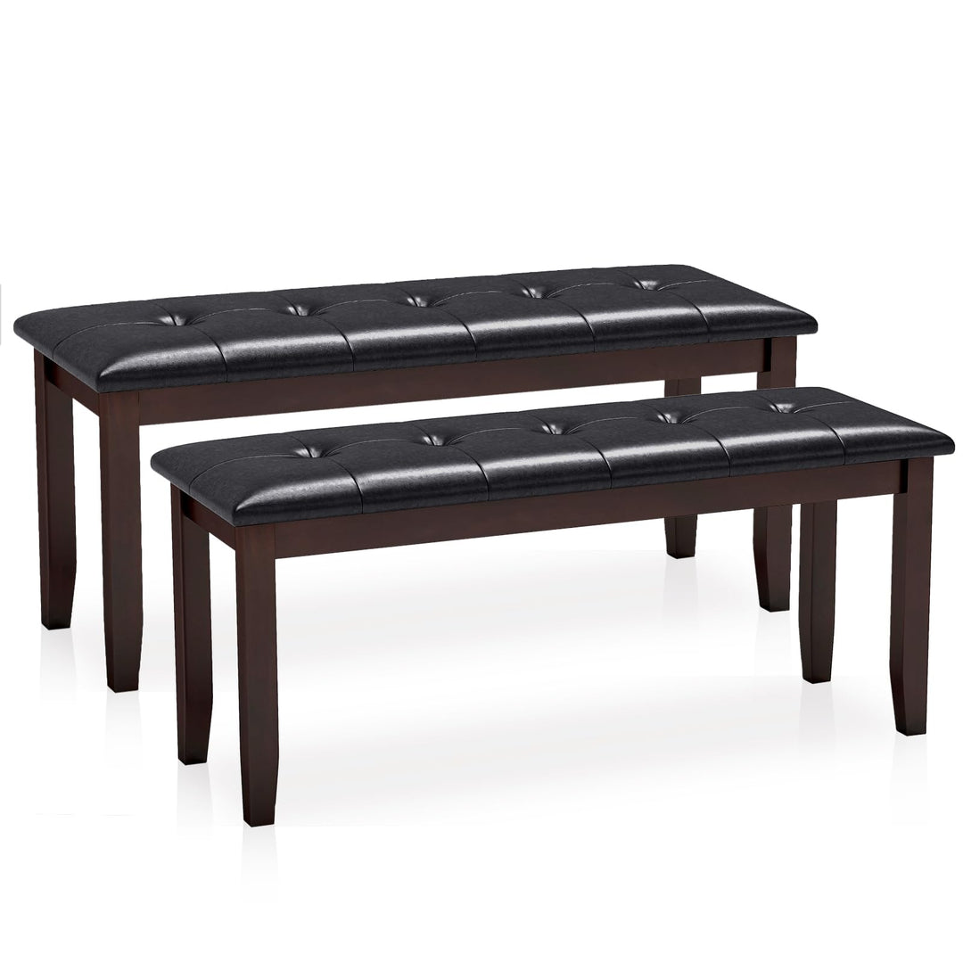 Giantex Button-Tufted Dining Bench, 45.5” PU Leather Upholstered Bench w/Loads 400 Lbs