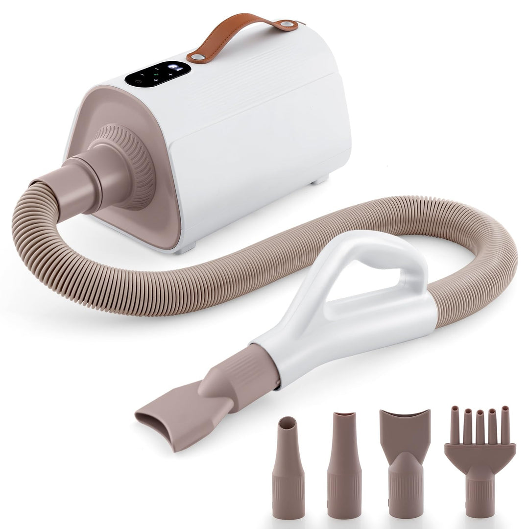 Giantex Dog Dryer, Dog Hair Dryer with Adjustable Air Speed and Temperature Control, 4 Nozzles, Negative Ion Function