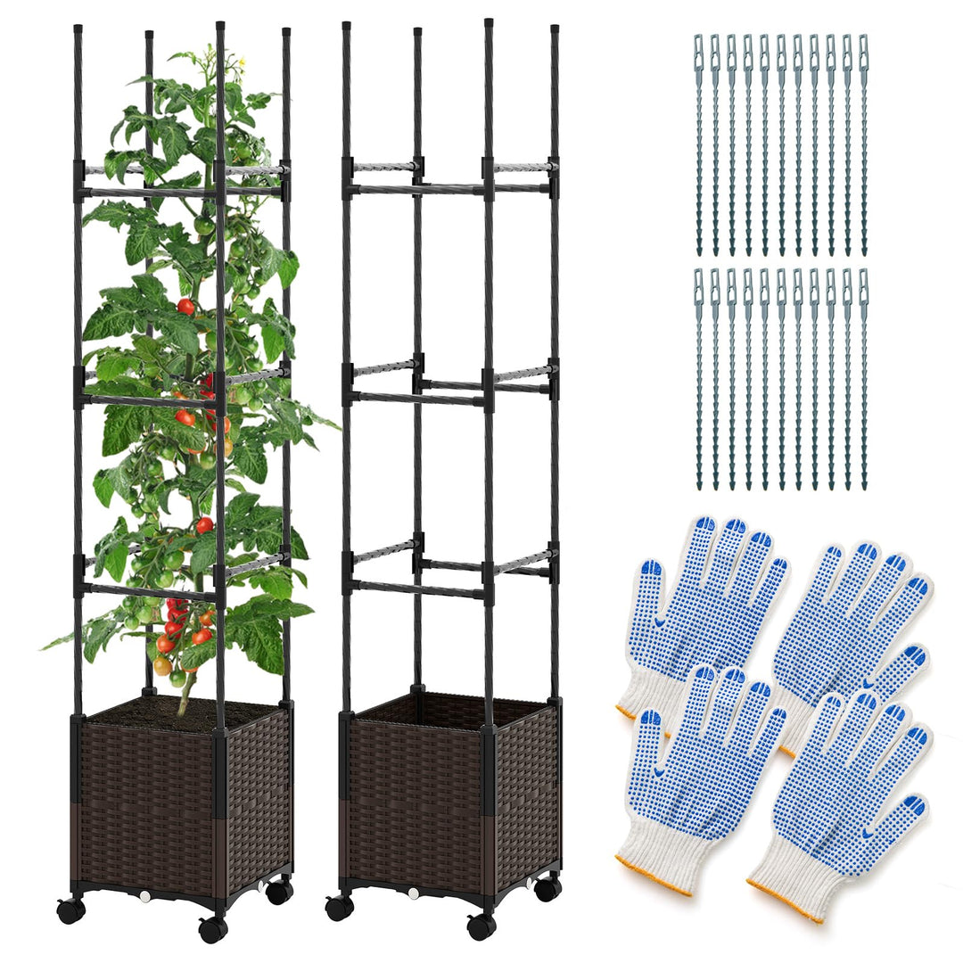 Giantex Raised Garden Bed Planter Box with Trellis