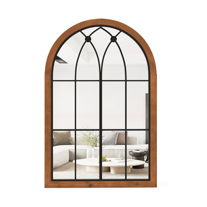 CHARMAID Arched Window Wall Mirror, 36''L x 24''W Farmhouse Accent Mirror