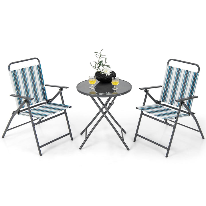 Giantex 3 Pcs Patio Bistro Set, Folding Table and Chairs Set