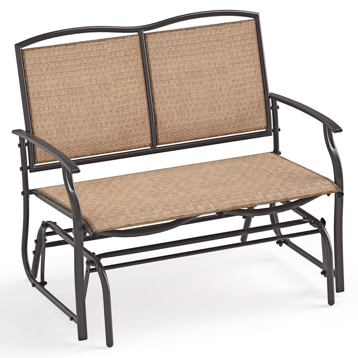 Giantex 2-Person Outdoor Rocking Chair with Metal Frame and Breathable Fabric