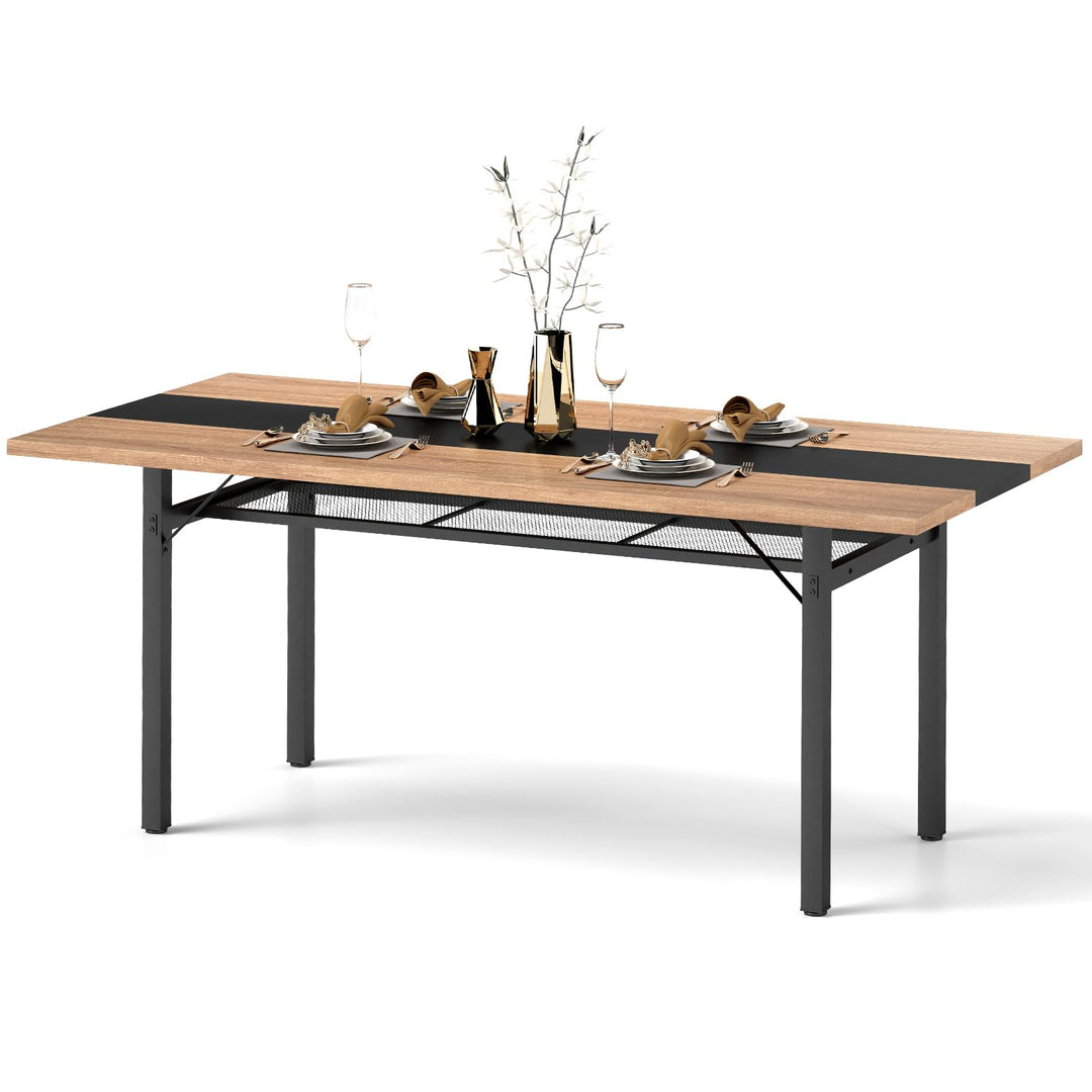 Giantex 71" Dining Table for 6-8 People with Heavy-Duty Metal Frame Storage Rack