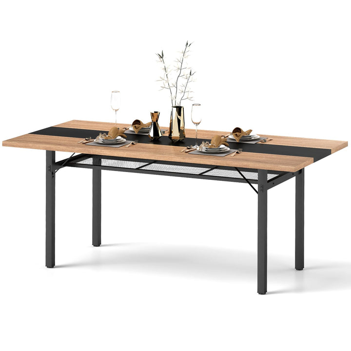 Giantex 71" Dining Table for 6-8 People with Heavy-Duty Metal Frame Storage Rack