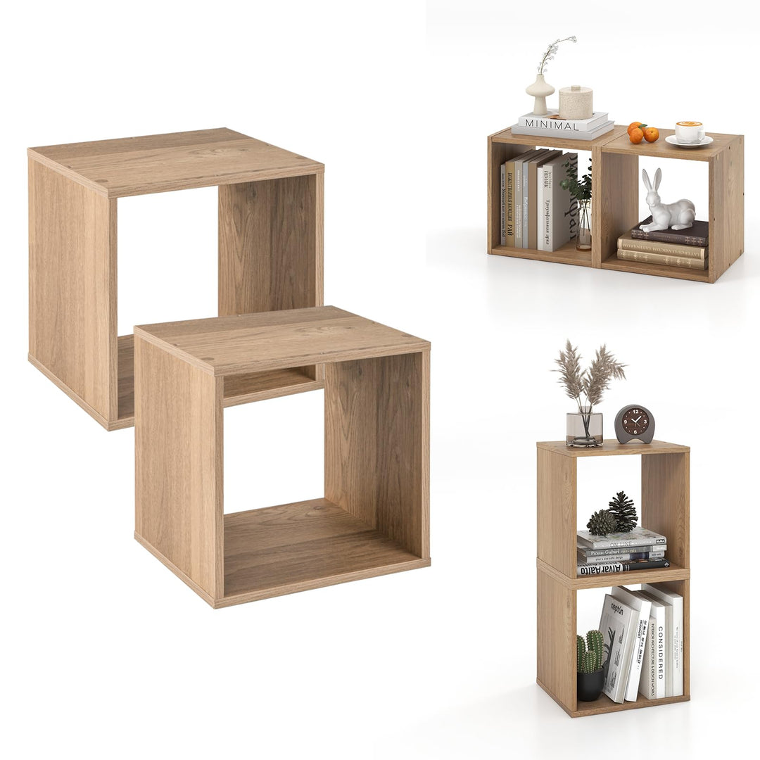 Giantex 2 Cube Bookshelf Organizer, 2-Tier Stackable Cube Storage Organizer