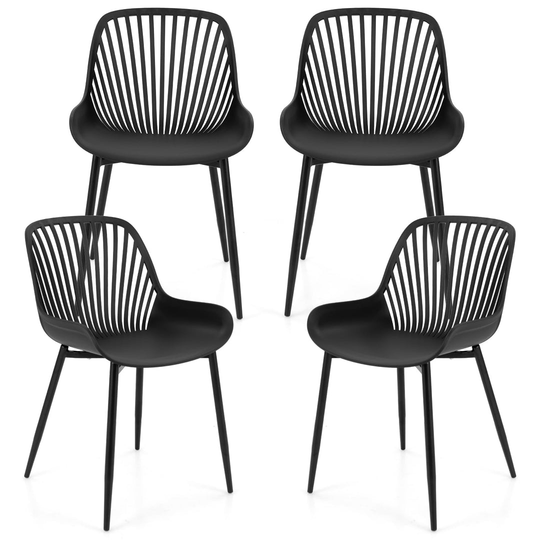Giantex Black Dining Chairs Set of 4, Modern Kitchen Chairs w/Metal Legs