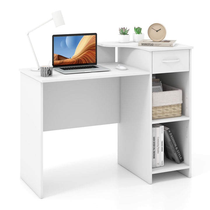 Giantex Computer Desk with Storage, Modern PC Laptop Table with 5-Position Adjustable Shelf