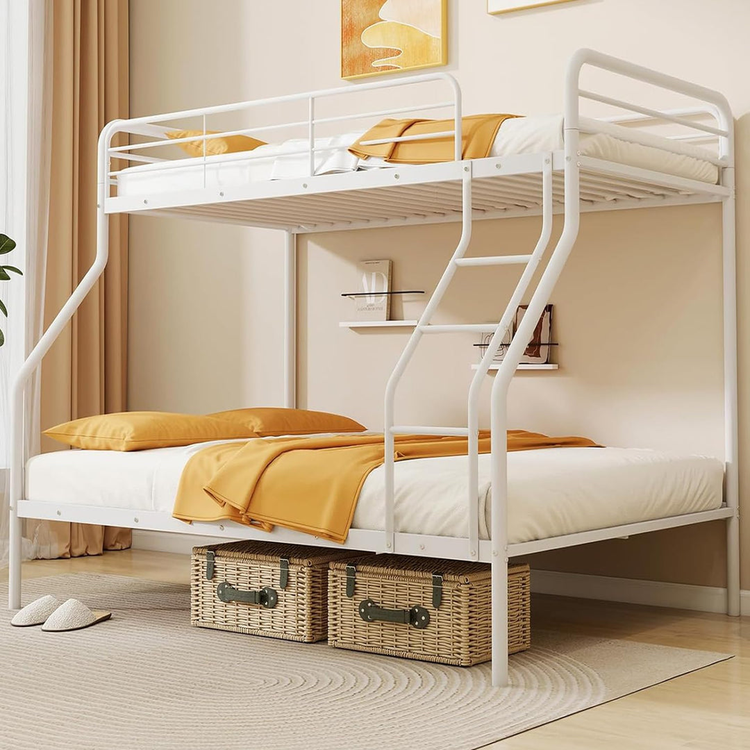 Giantex Metal Bunk Beds Twin Over Full Size, Heavy Duty Bunk Bed for Teens Adults with Ladder & Guardrails