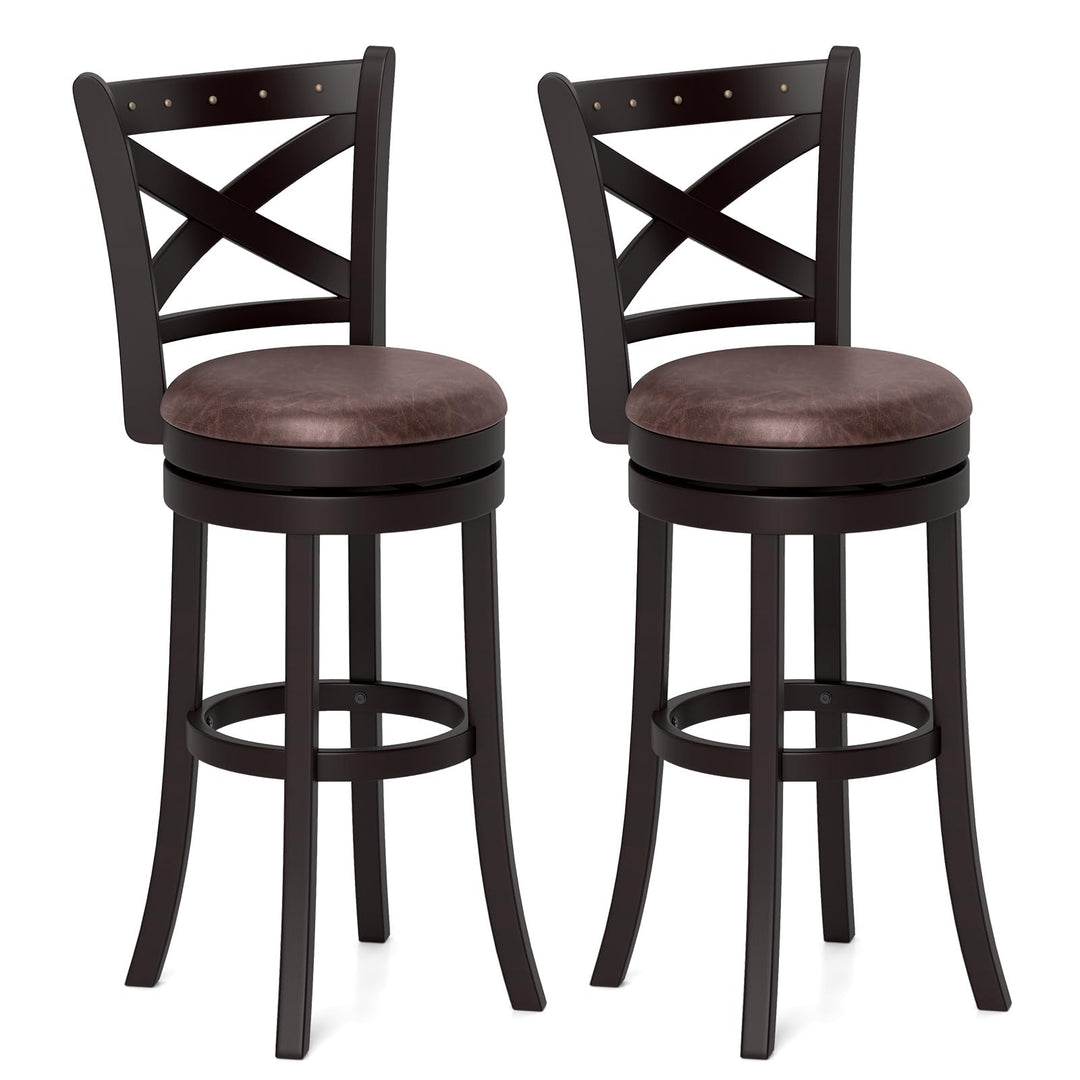 Giantex 30" Swivel Bar Stools with Footrest & Rubber Wood Frame