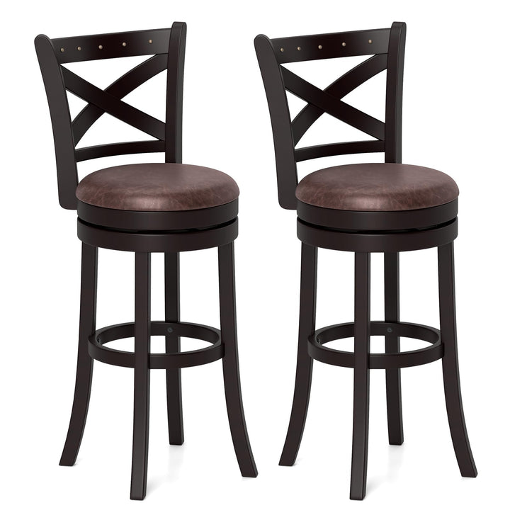 Giantex 30" Swivel Bar Stools with Footrest & Rubber Wood Frame