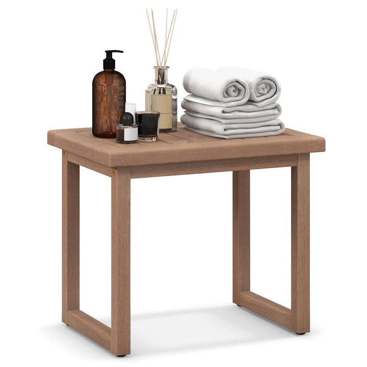 Giantex Teak Shower Bench for Inside Shower, 19" Waterproof Teak Shower Stool with Non-Slip Foot Pads