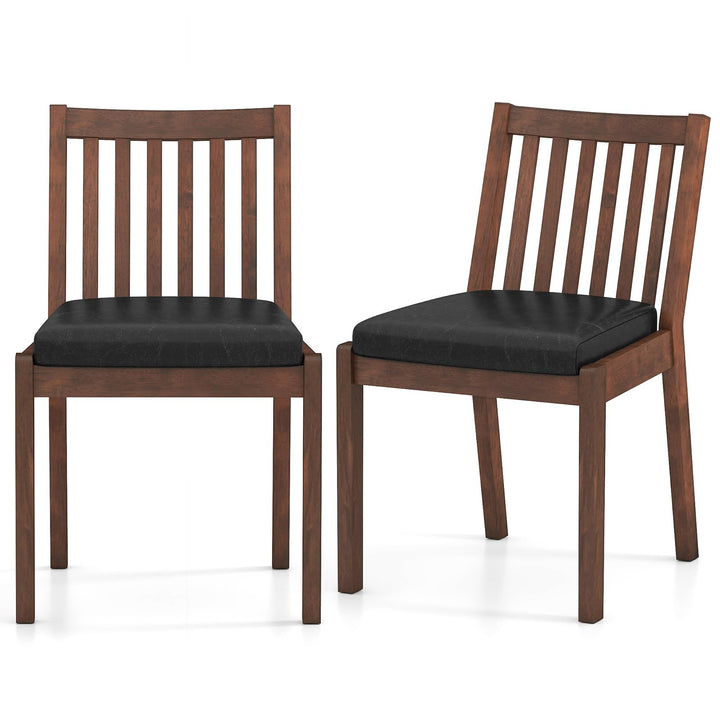 Giantex PU Leather Upholstered Kitchen Chairs w/Rubber Wood Frame Padded Seat