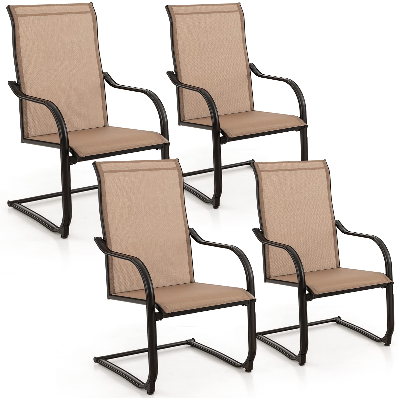 Giantex Patio Chairs, High Back Outdoor Chairs w/Sled Base, All Weather Fabric