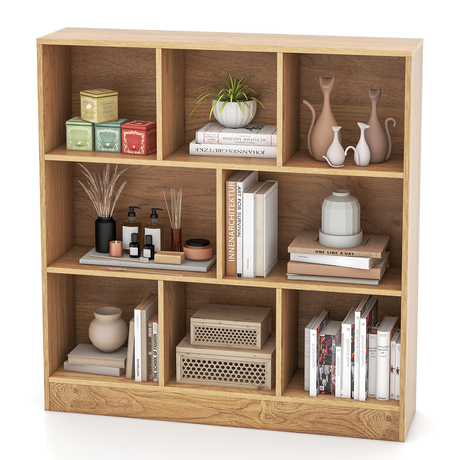 Giantex 8 Cube Bookcase, 4-Tier Freestanding Bookshelf w/ 8 Open Compartments, 2 Anti-Tipping Kits