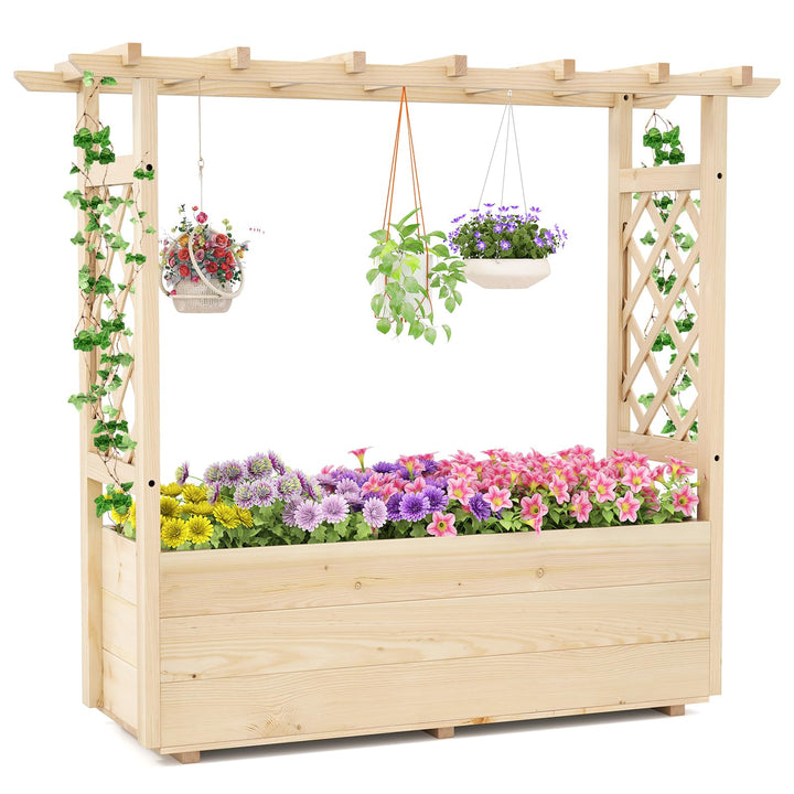 Giantex Raised Garden Bed with Sided Trellis and Hanging Roof