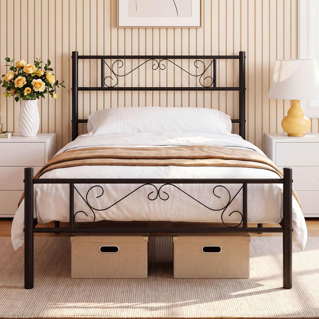 GIANTEX Twin Size Metal Bed Frame with Headboard &amp; Footboard
