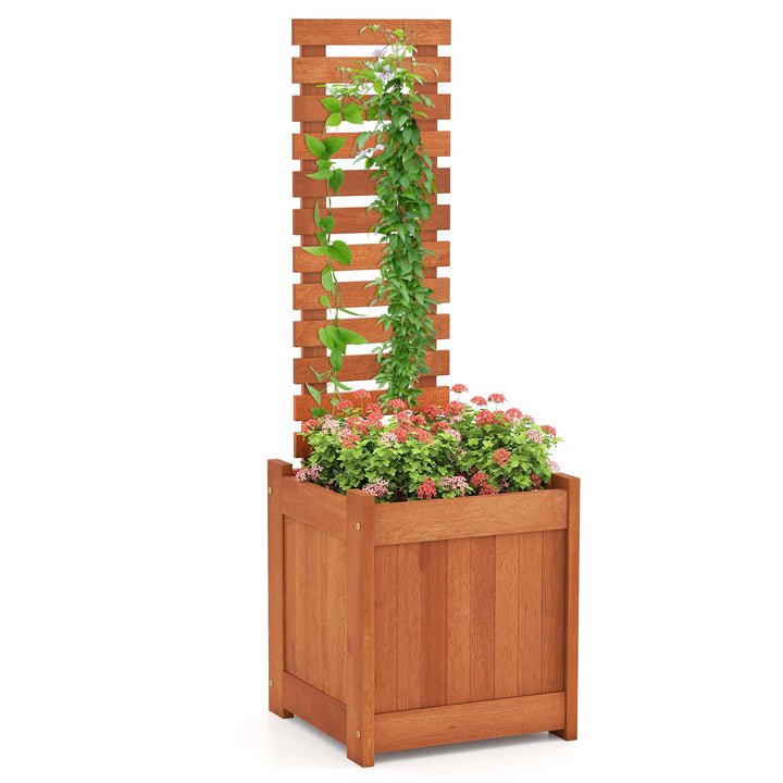 Giantex Outdoor Wooden Raised Garden Bed with Trellis