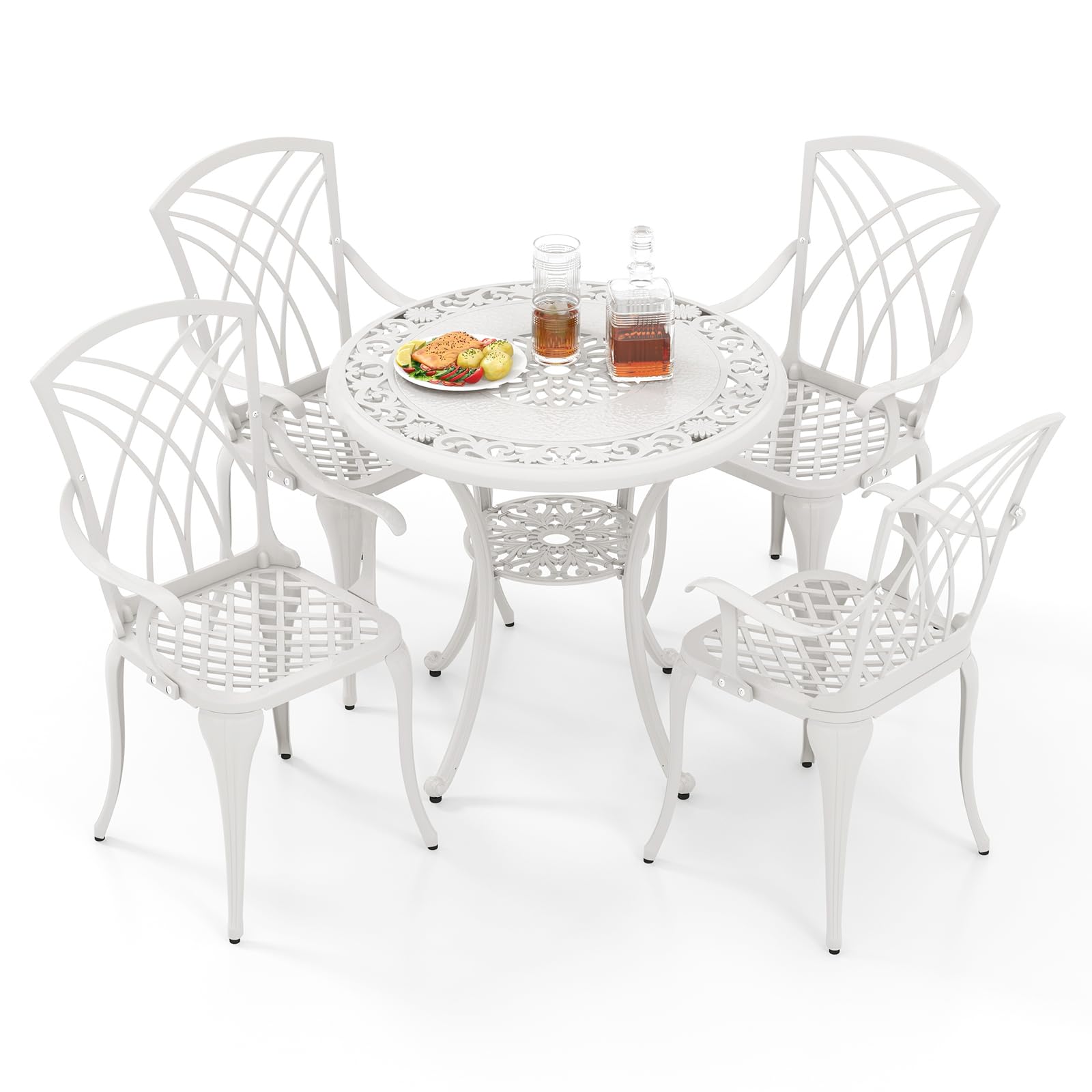 Giantex 5 Piece Patio Dining Set, All Weather Resistant Cast Aluminum Patio Furniture Set for 4