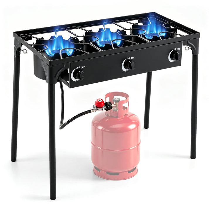 Giantex 3 Burner Propane Gas Stove | 240,000 BTU High Pressure Camp Cooker
