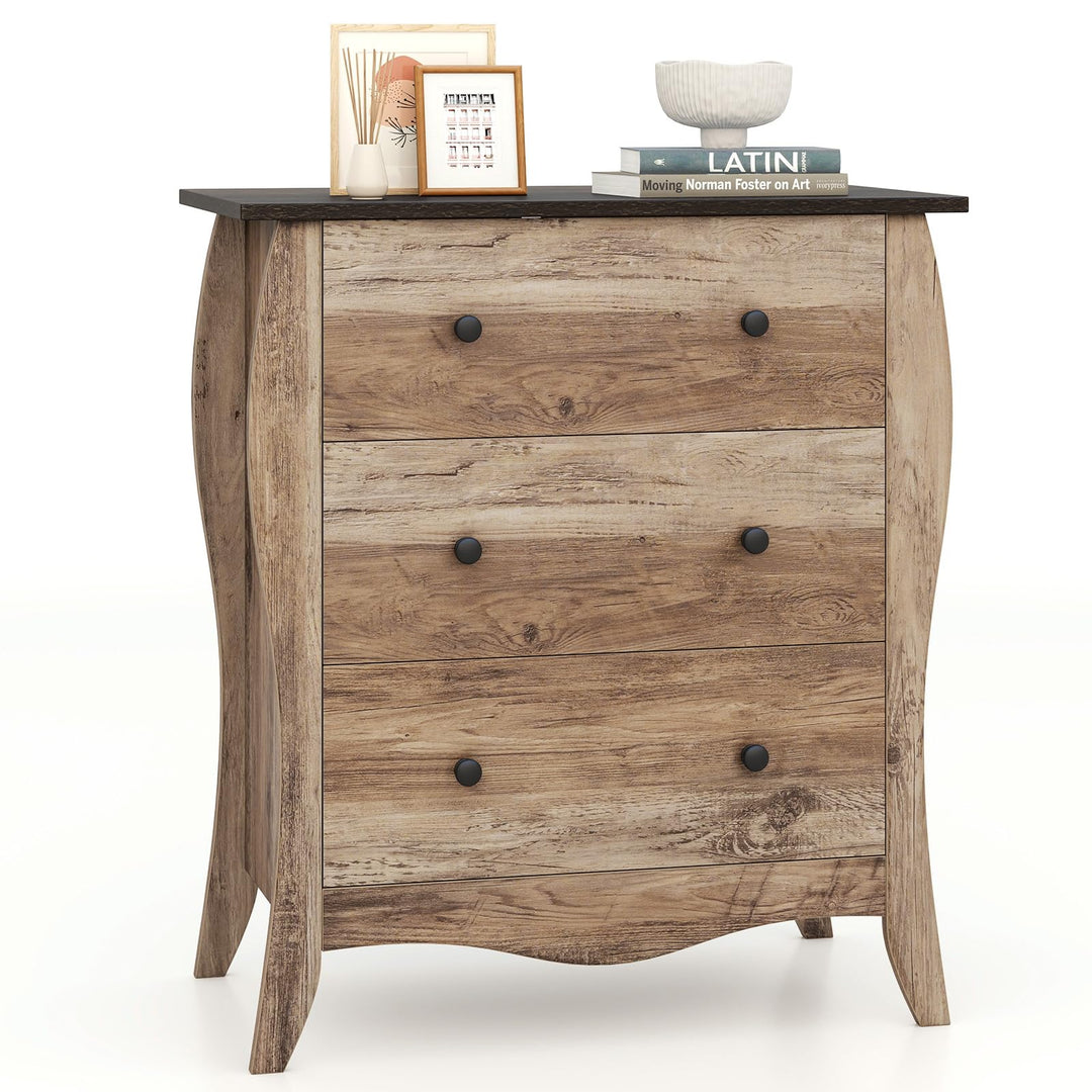 Giantex Storage Cabinet with Foldable & Detachable Fabric Drawers, Anti-Tipping Kit, 26.5” x 15” x 30” Farmhouse Floor Cabinet