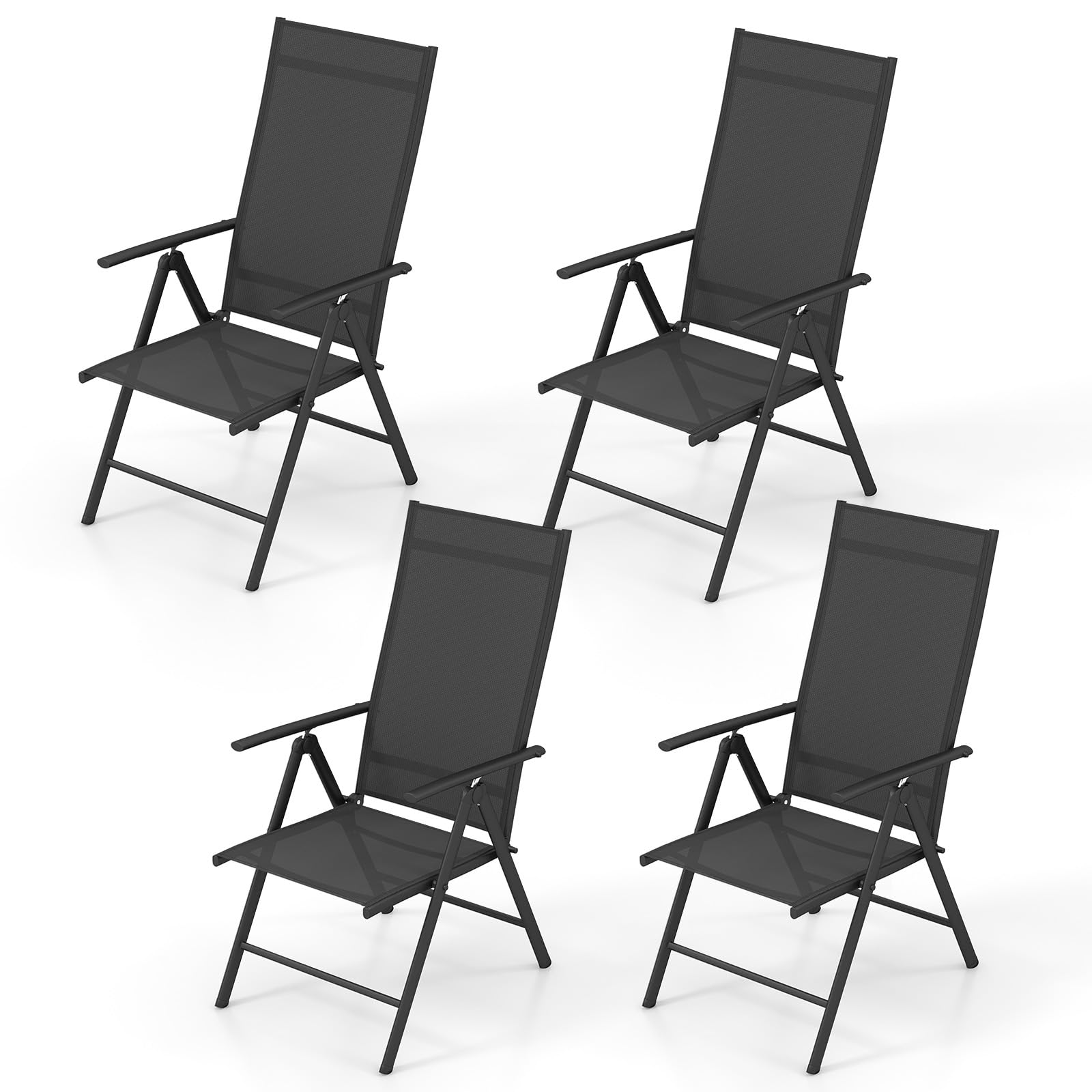 Giantex Folding Patio Chairs, High Back Outdoor Chairs with 7-Level Adjustable High Backrest