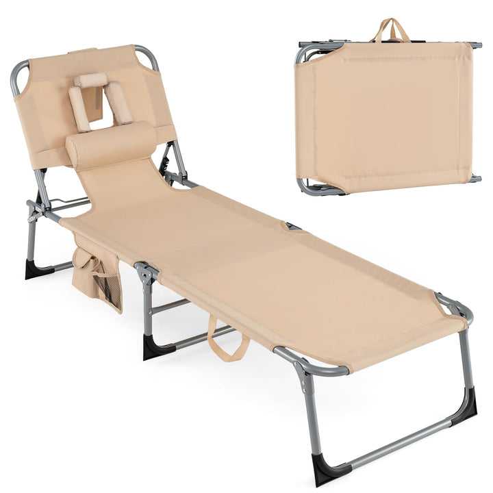Giantex Tanning Chair with Face Arm Holes Folding Chair