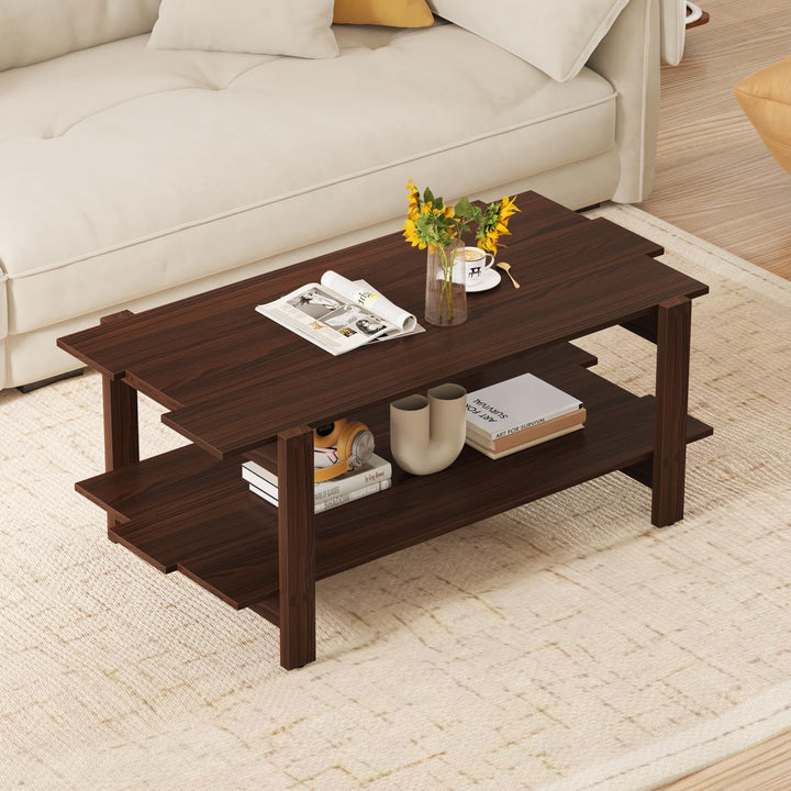 Giantex 2-Tier Coffee Table with Storage Shelf