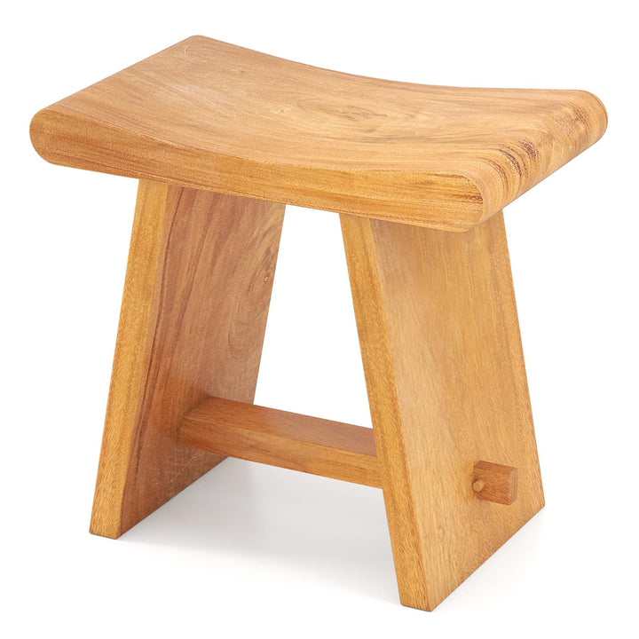 Giantex Teak Shower Bench Stool for Bathroom Fully Assembled Wooden Bath Seat 19.5''L x 12''W x 18''H