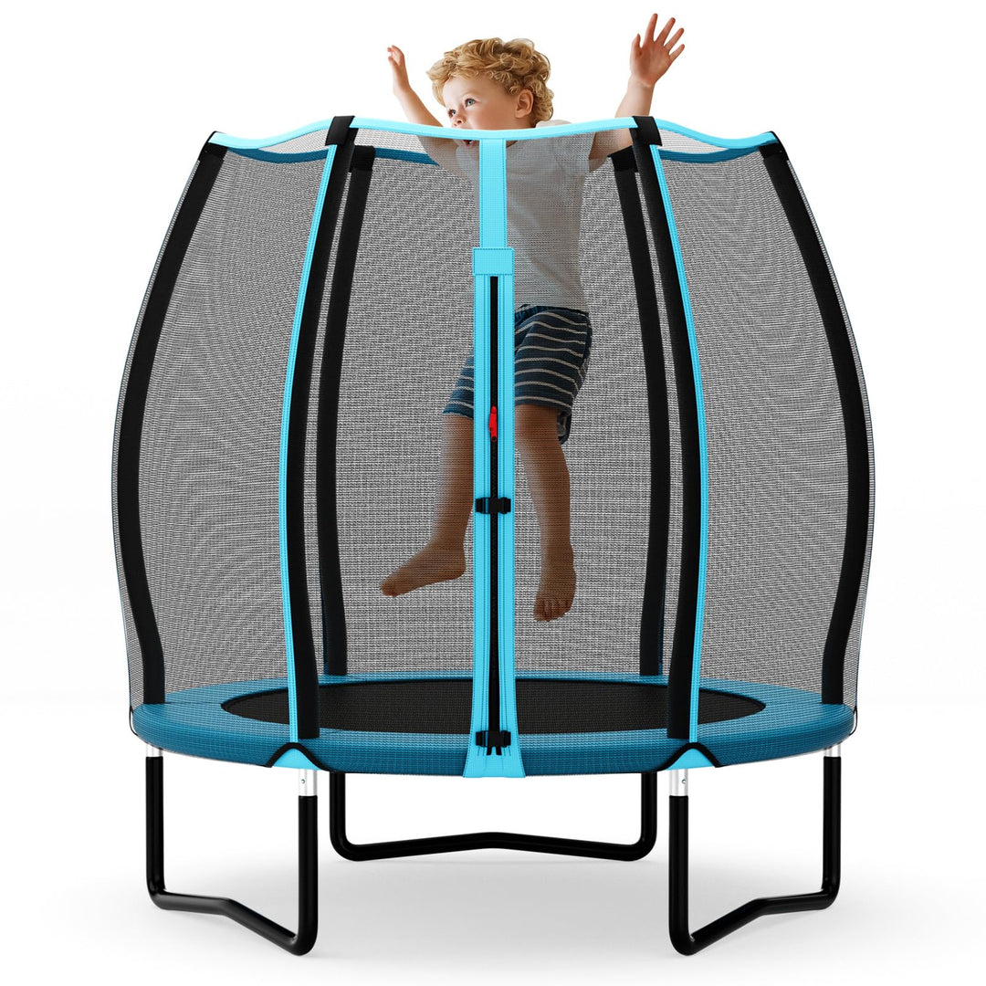 Giantex 55" Trampoline for Kids, Mini Toddler Trampoline w/Enclosure Net, Safety Pad, Outdoor Indoor Kids Trampoline for Boys Girls Gift, Blue