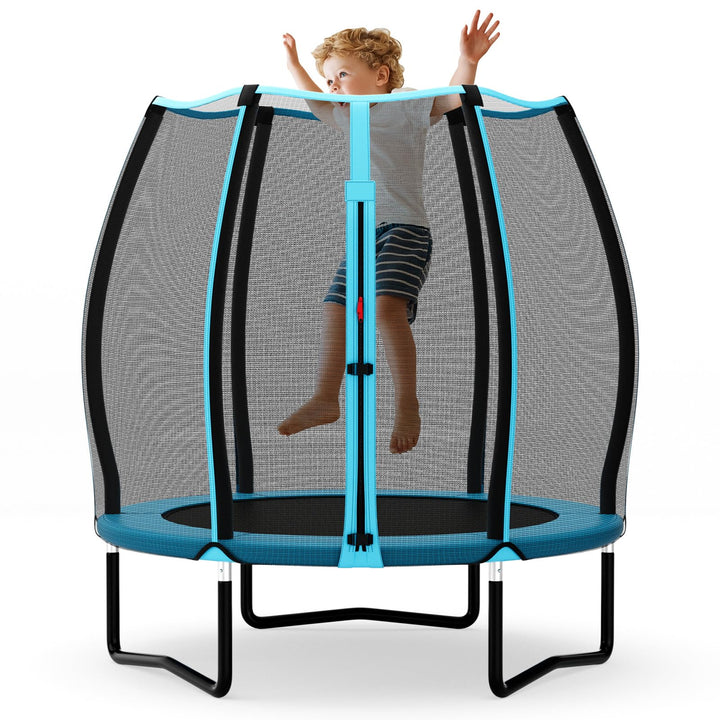 Giantex 55" Trampoline for Kids, Mini Toddler Trampoline w/Enclosure Net, Safety Pad, Outdoor Indoor Kids Trampoline for Boys Girls Gift, Blue