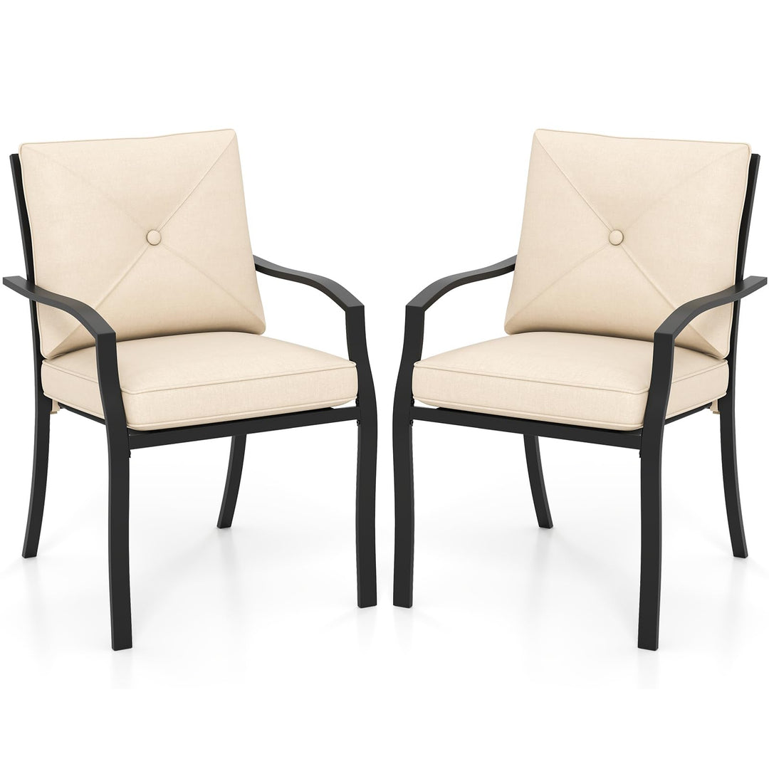 Giantex Metal Outdoor Dining Chair Set of 2/4 Stackable Patio Chairs with Armrests