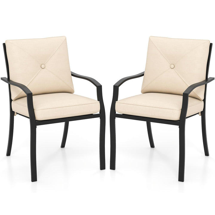 Giantex Metal Outdoor Dining Chair Set of 2/4 Stackable Patio Chairs with Armrests