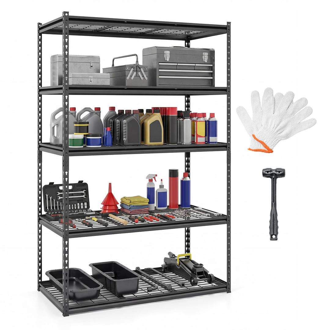 Giantex 5-Tier Metal Storage Shelves(1/2/3/4,48" L x 24" W x 72" H)