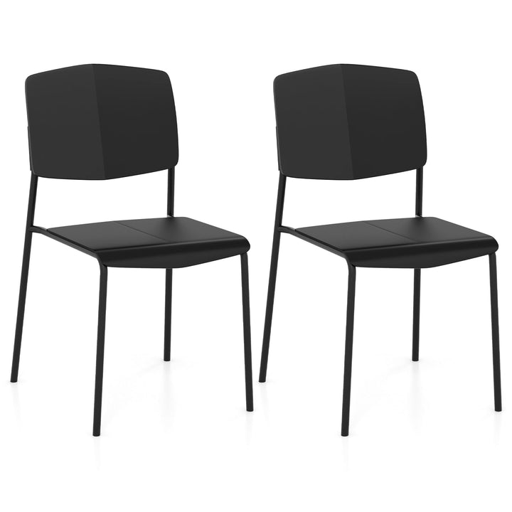 Giantex Stackable Dining Chairs Set, Modern Kitchen Chairs w/Metal Legs & Curved Back, Load up to 350 LBS
