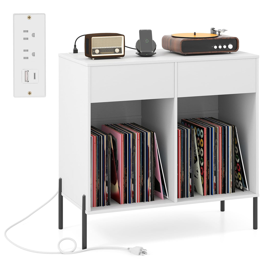 Giantex Large Record Player Stand with Charging Station