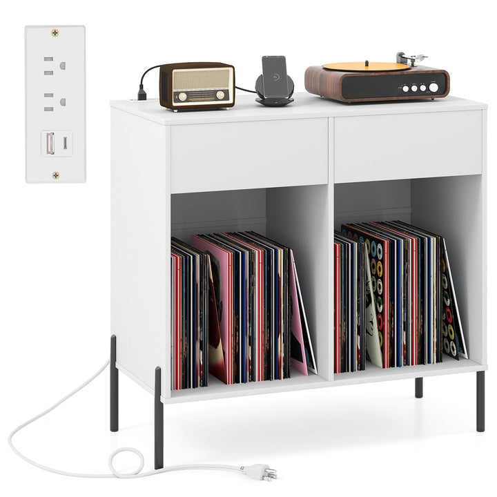 Giantex Large Record Player Stand with Charging Station