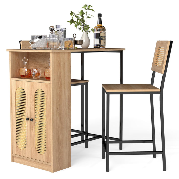 Giantex 3-Pcs Boho Rattan Dining Table Set for 2